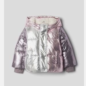 GAP Toddler Girls Metallic Color-block Puffer Coat